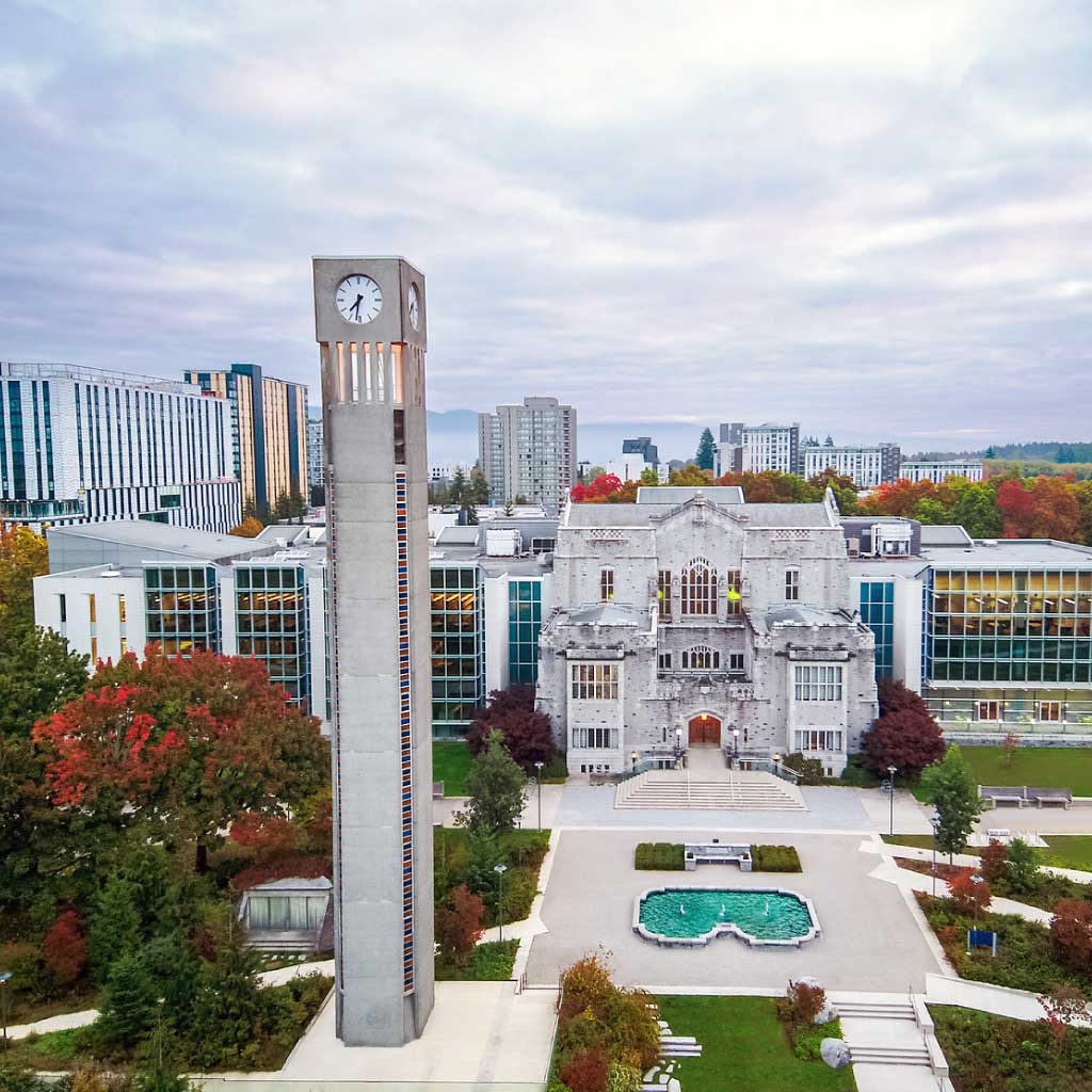 Aerial view of University Boulevard on UBC Vancouver campus
