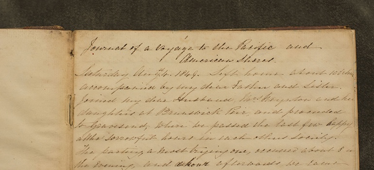 UBC Rare Books and Special Collections has acquired a journal believed to be the earliest first-hand account of B.C. by an English woman. The journal was written by Susannah Weynton (née Hack, 1821-1901), wife of the master of the Hudson’s Bay Company supply ship Cowlitz, Captain Alexander John Weynton. Credit: Paul Joseph/University of British Columbia