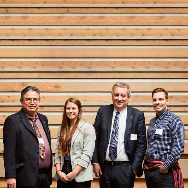 James Andrew, Year 1 MD student Kara Ruff, Dr. Dermot Kelleher and Year 2 MD student Haedan Turner