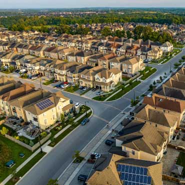 Aerial shot of suburban neighbourhood