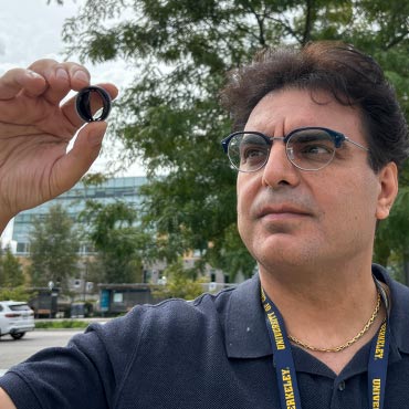 UBCO’s Dr. Hadi Mohammadi holds his latest innovation—a manufactured heart valve that has just been put through its paces