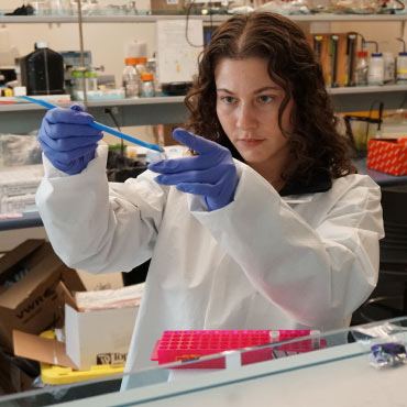 UBC doctoral student Bianca Iulianella Phillips prepares soil samples for DNA testing.