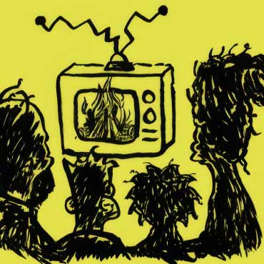 Illustration of people watching tv.