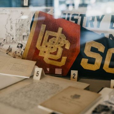 A display at the UBC Library's pop-up centennial exhibition.